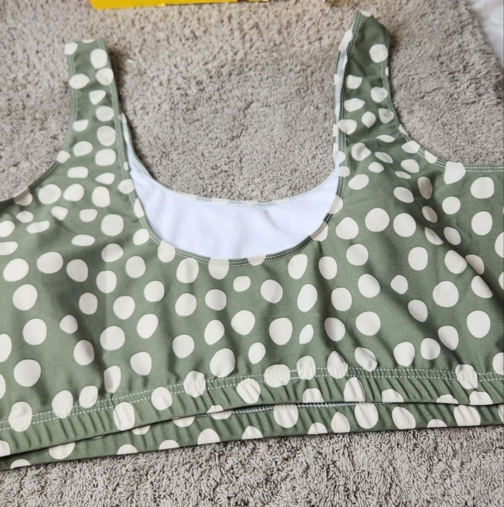 Women's Olive Green & White Tankini - RealEssentials - 3X